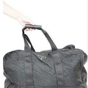 Authentic Prada Nylon Travel Boston Bag Black MM101